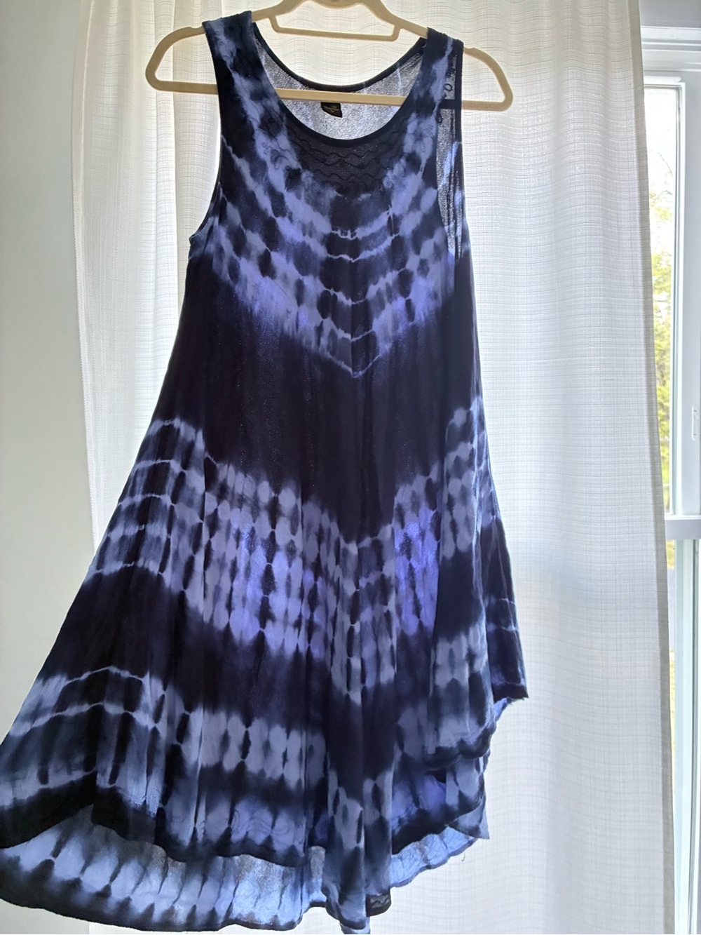 Rivieras Navy and Light Blue Tie-Dye Scoop Neck Tank Dress